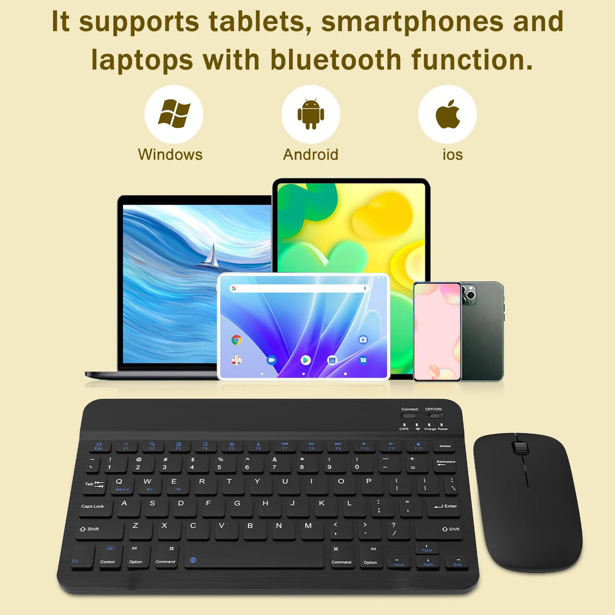 Black Rechargeable Bluetooth Keyboard and Mouse Combo Y2990