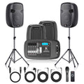 Portable 8-Channel PA System with Bluetooth and 2 Speaker Stands S176