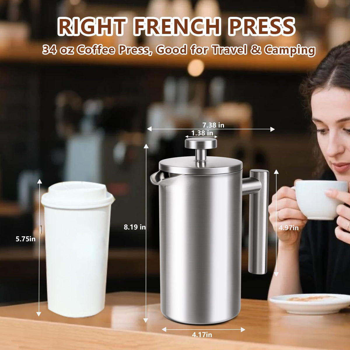 34 oz Stainless Steel French Press P602503