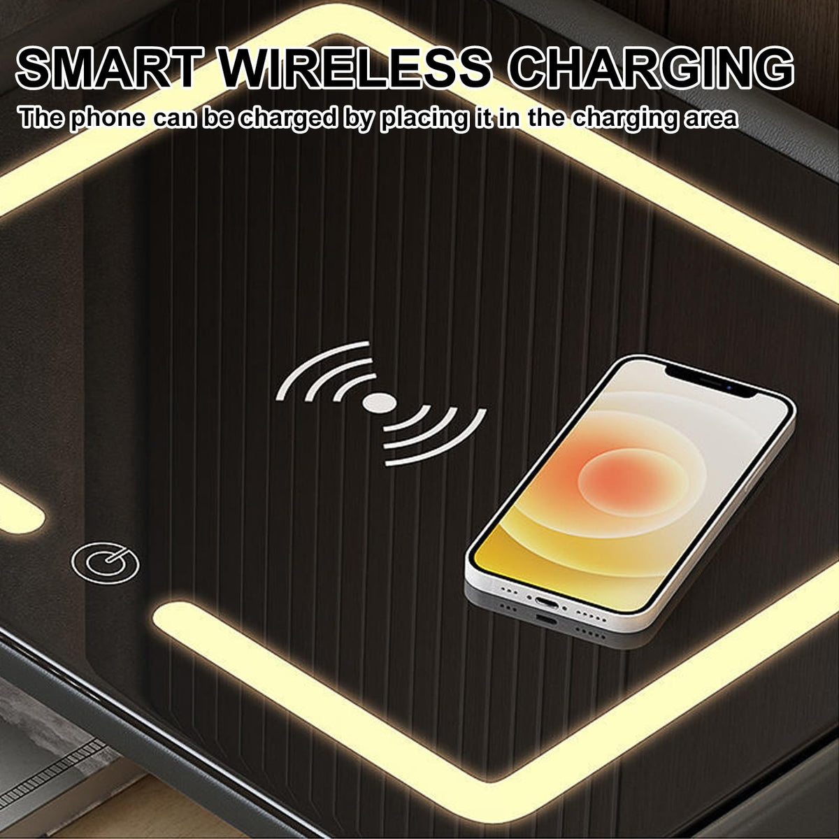 Smart LED Nightstand with 3 Drawers and Charging Station V953