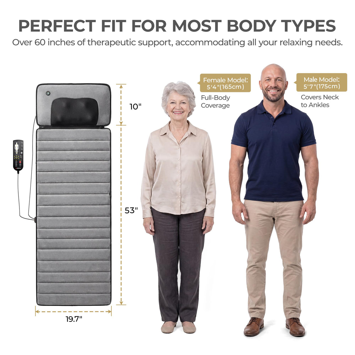 Grey Foldable Heated Full Body Massage Mat with 3D Neck Massager G55503