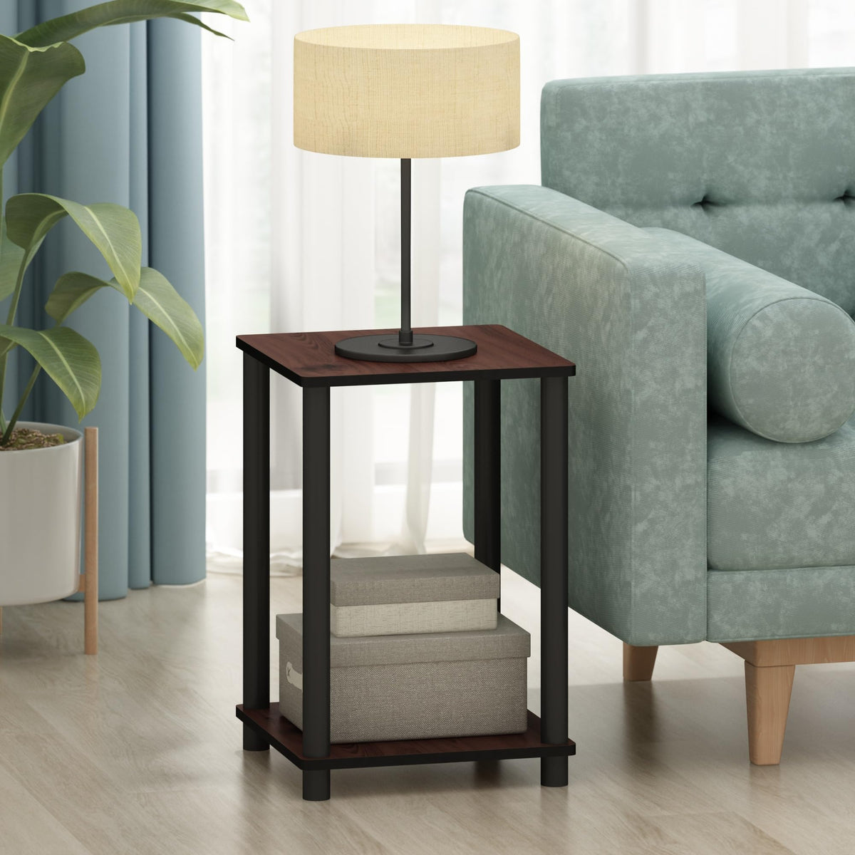 Set of 2 Dark Cherry Black End Table Z1003