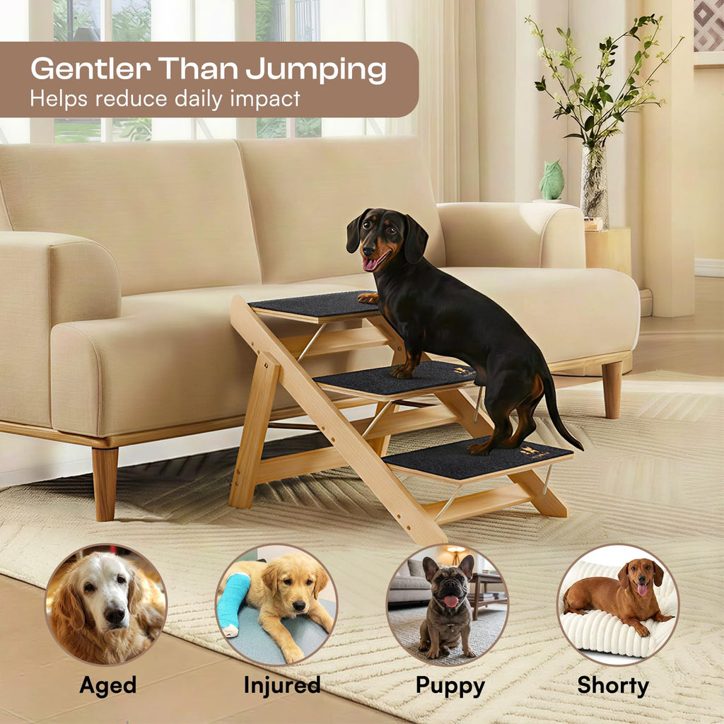 Wooden 4-Step Foldable Anti-Slip Dog Stairs D1388