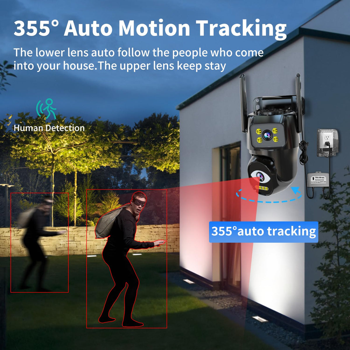 Dual Lens WiFi Security Camera Outdoor I496