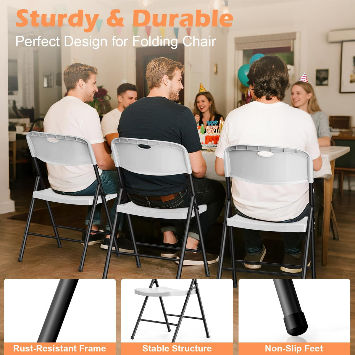 2 Pack White Plastic Folding Chairs P9018