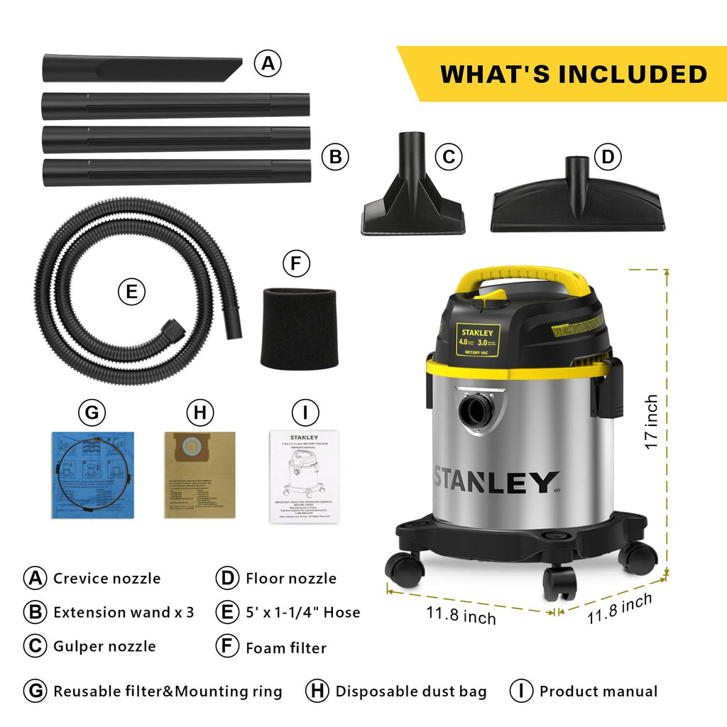 3 Gallon Stainless Steel Wet Dry Shop Vacuum R64209