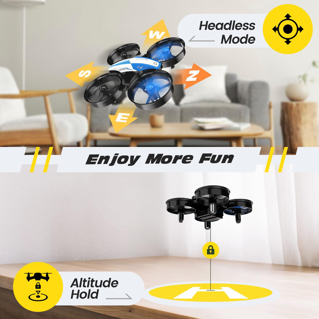 Mini Drone RC Nano Quadcopter with Auto Hovering 3D Flips and 3 Batteries Blue T527