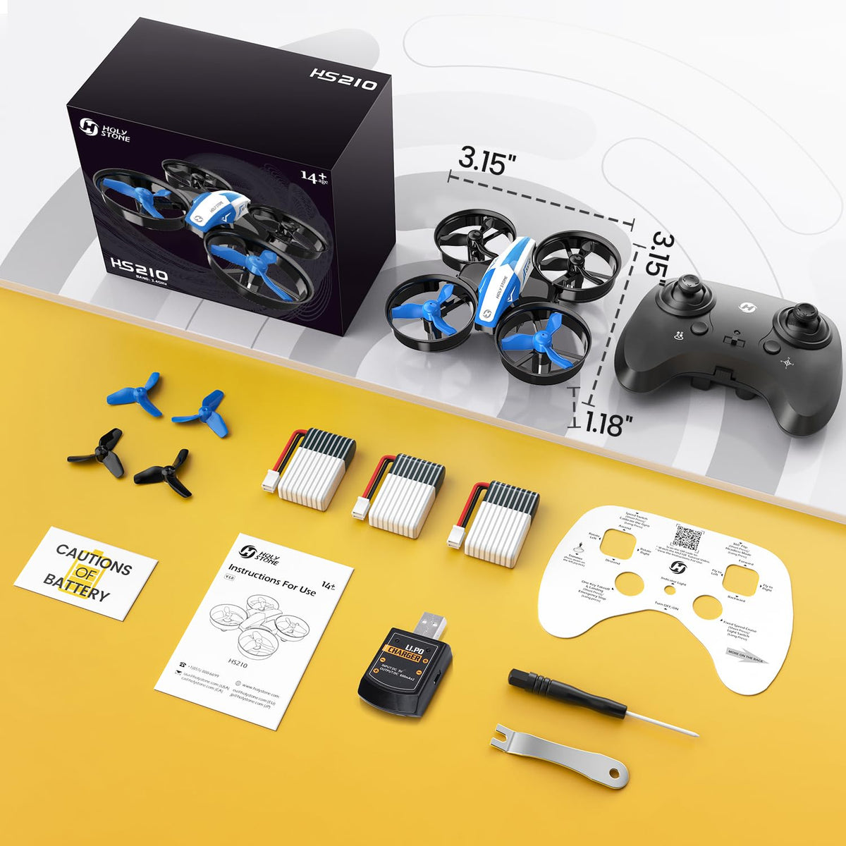 Mini Drone RC Nano Quadcopter with Auto Hovering 3D Flips and 3 Batteries Blue T527