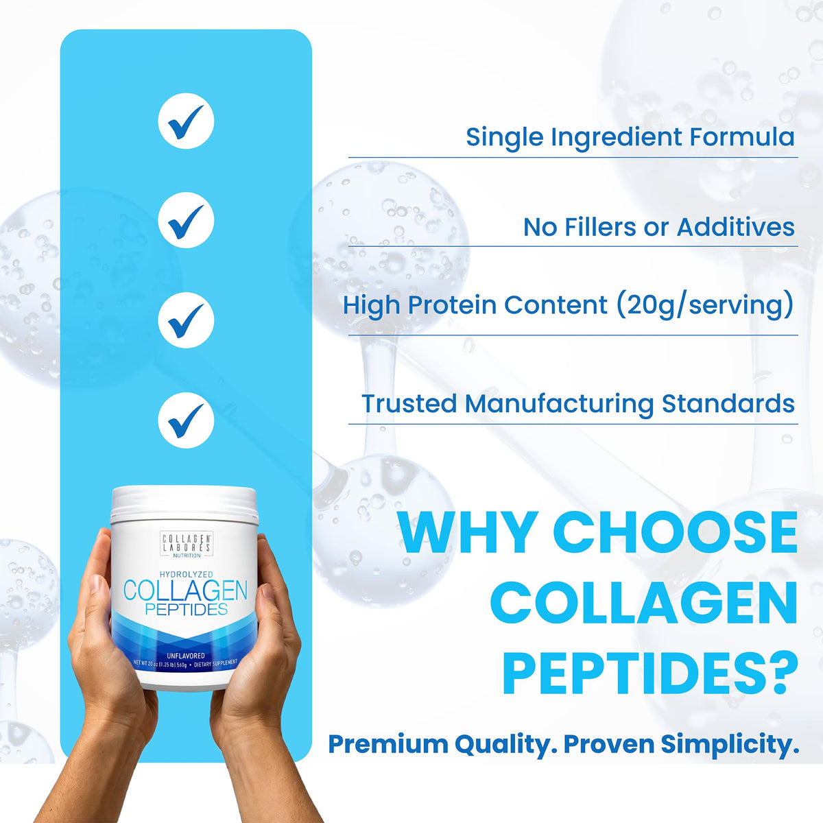 Hydrolyzed Collagen Peptides 20 oz Unflavored Powder I710207