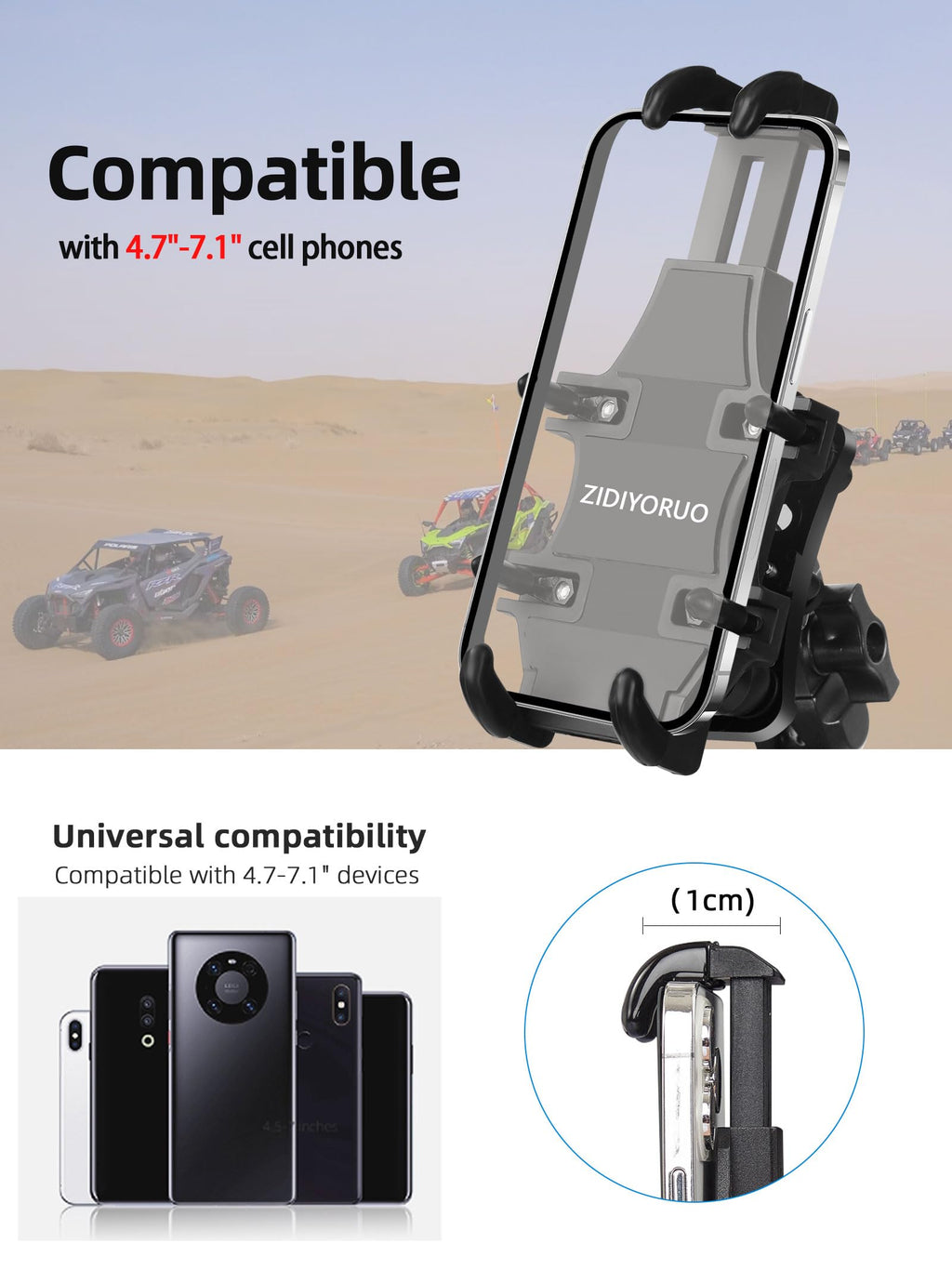 UTV Phone Mount Holder with Vibration Dampener N8508
