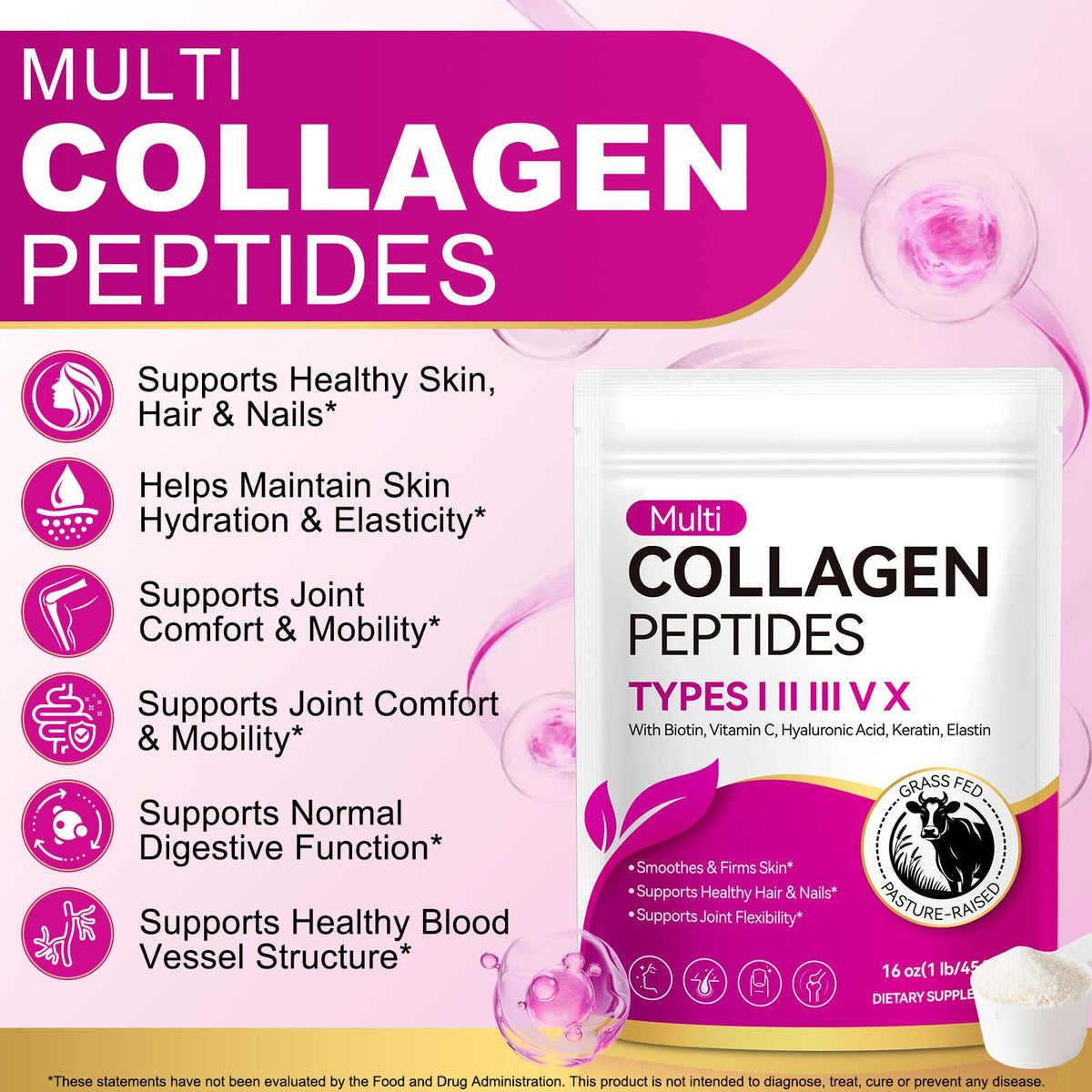 Unflavored Hydrolyzed Collagen Peptides Powder 16 OZ L9284