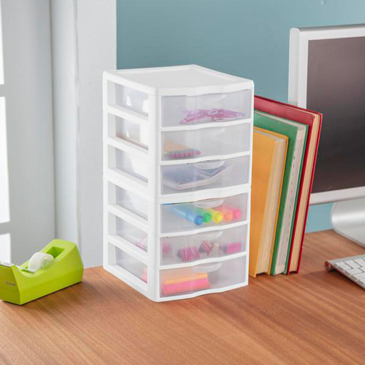 White Plastic 3 Drawer Desktop Storage Unit E60584