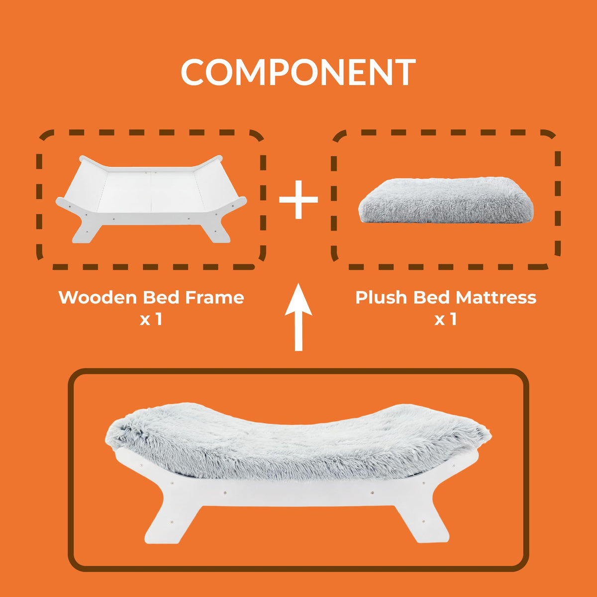 Wood Dog Bed Frame with Foam Mattress K2038