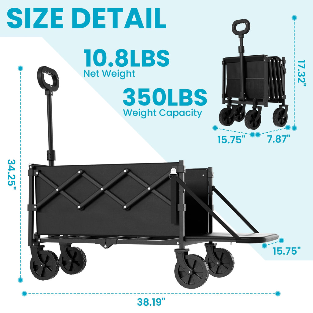 Collapsible Wagon with Tailgate, 350lbs Capacity R846863