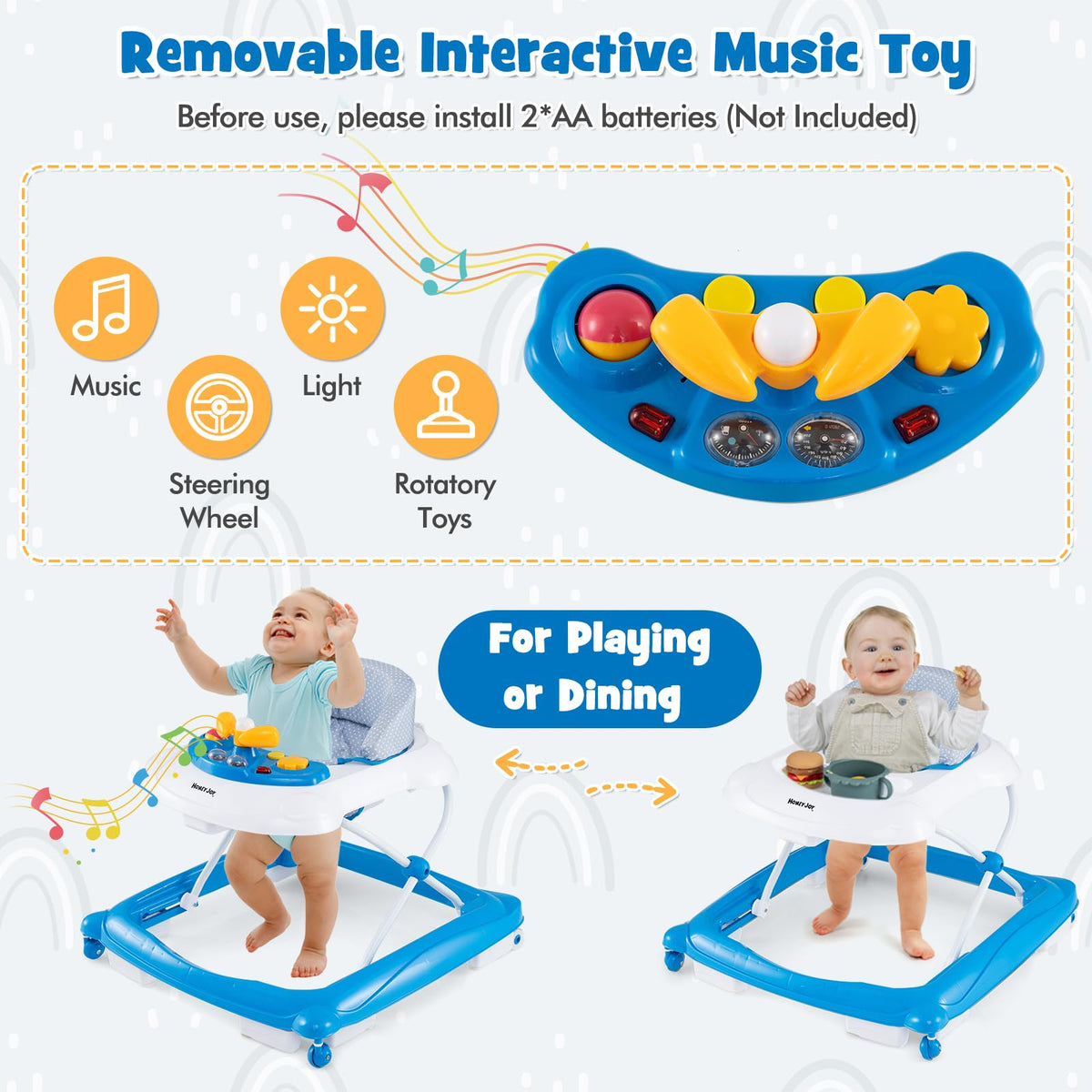 Blue 5 in 1 Foldable Baby Walker with Wheels Z241
