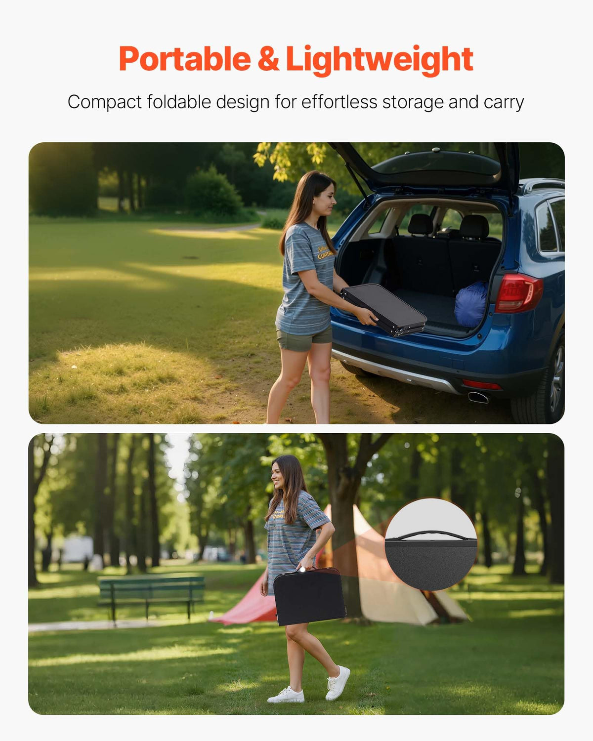 Folding Camping Table Adjustable Height Aluminum MDF 24 x 16 inch L2114