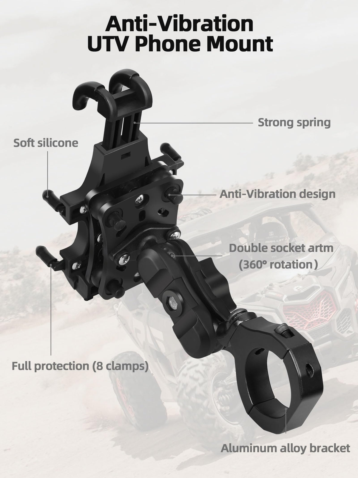 UTV Phone Mount Holder with Vibration Dampener N8508