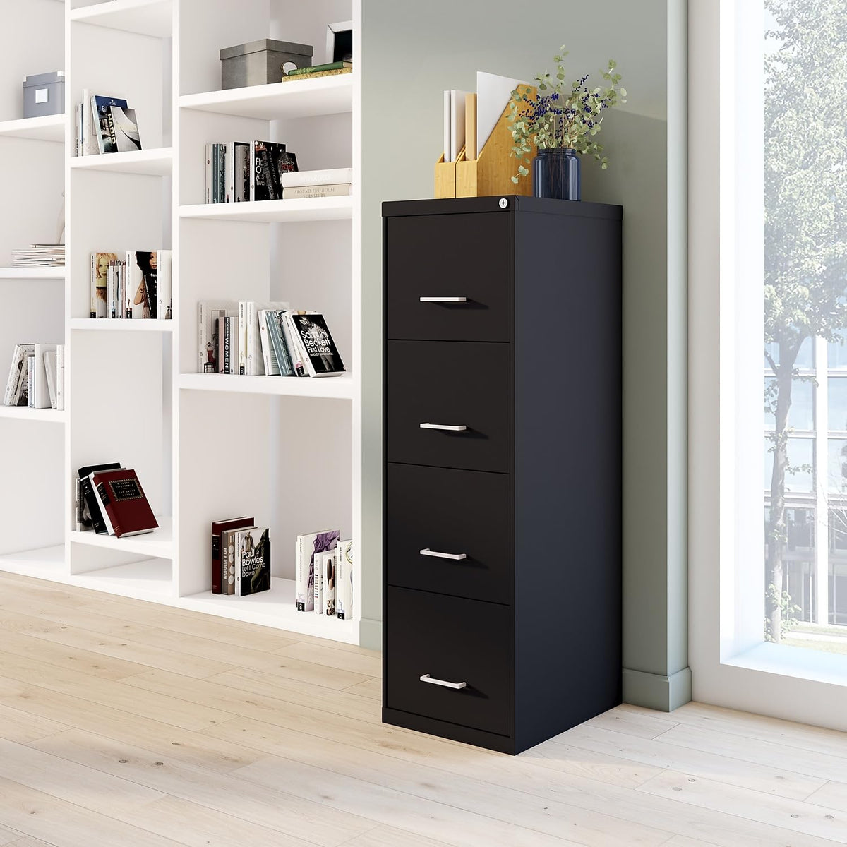 Black 4-Drawer Lockable File Cabinet S264
