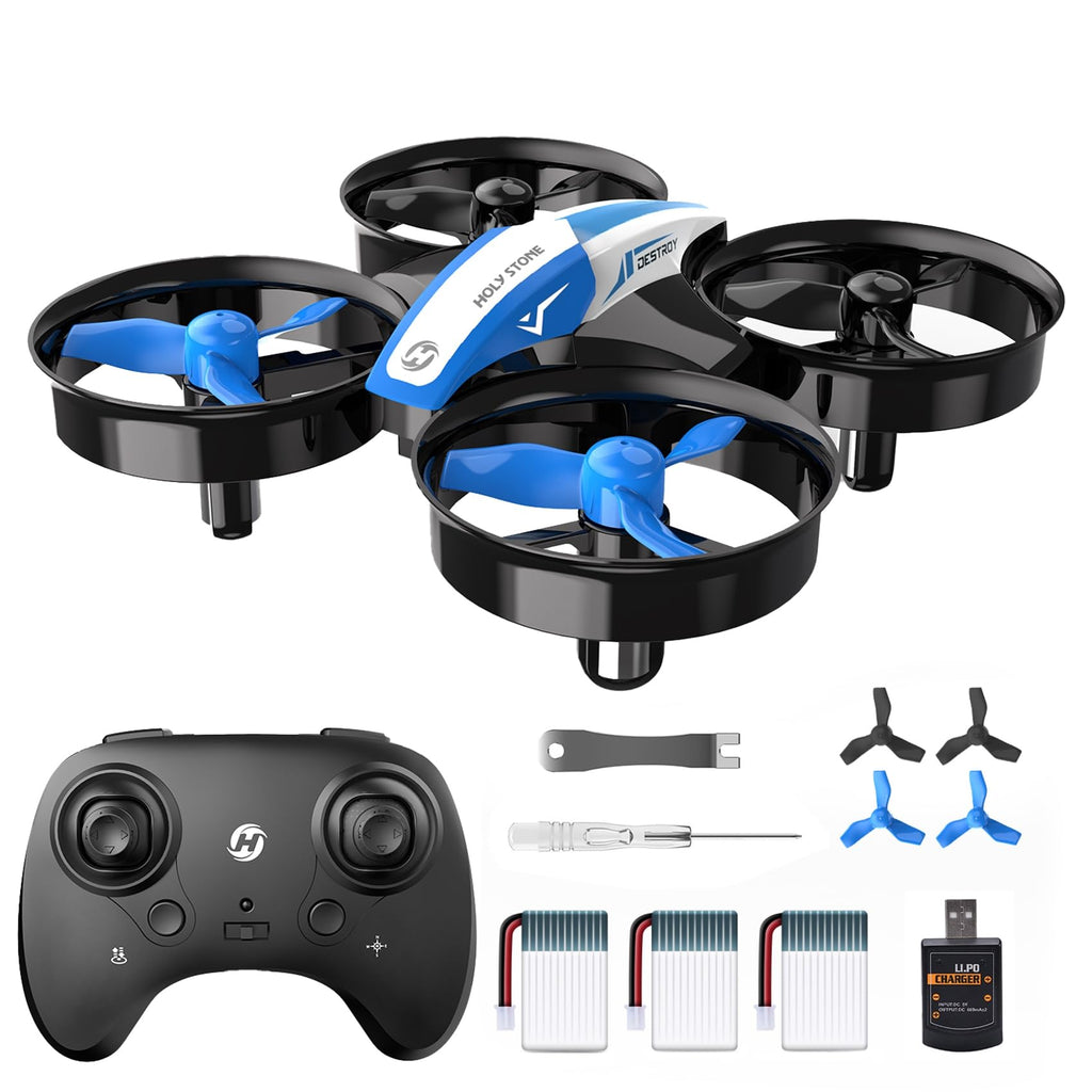 Mini Drone RC Nano Quadcopter with Auto Hovering 3D Flips and 3 Batteries Blue T527