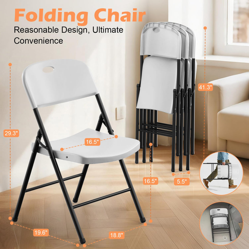2 Pack White Plastic Folding Chairs P9018