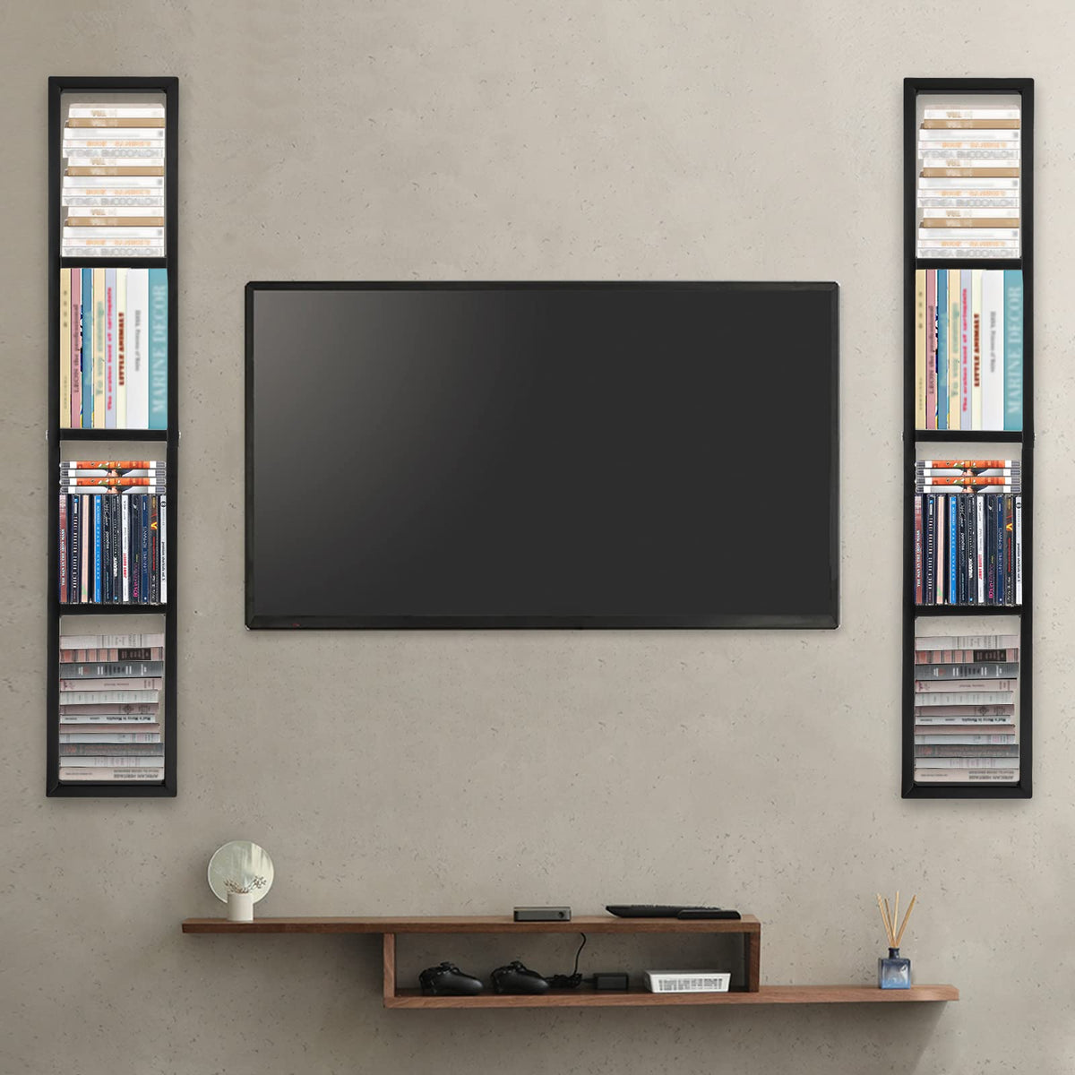 34 Inch Black Metal Media Storage Rack T440