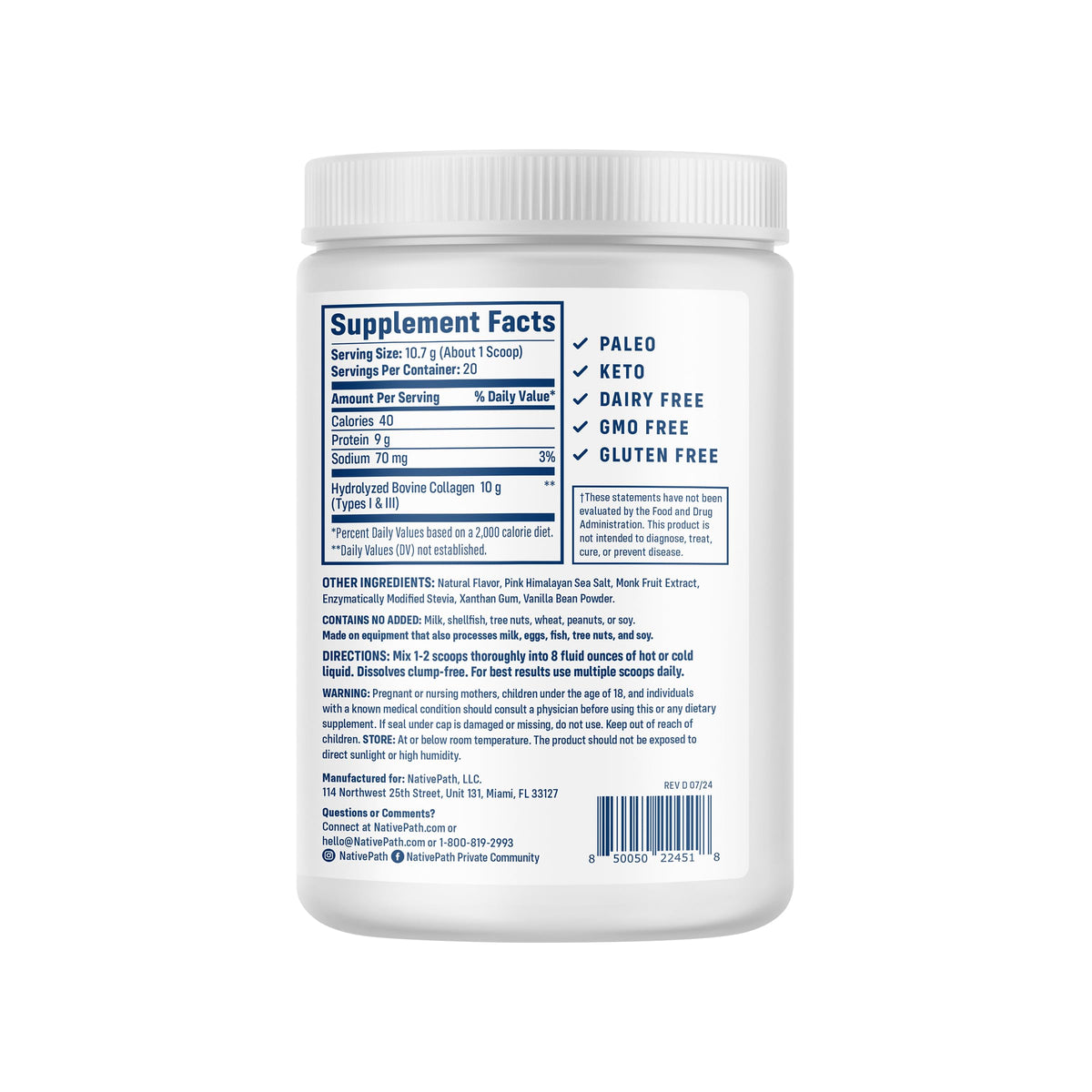 Hydrolyzed Type 1 & 3 Collagen Protein Powder E6192