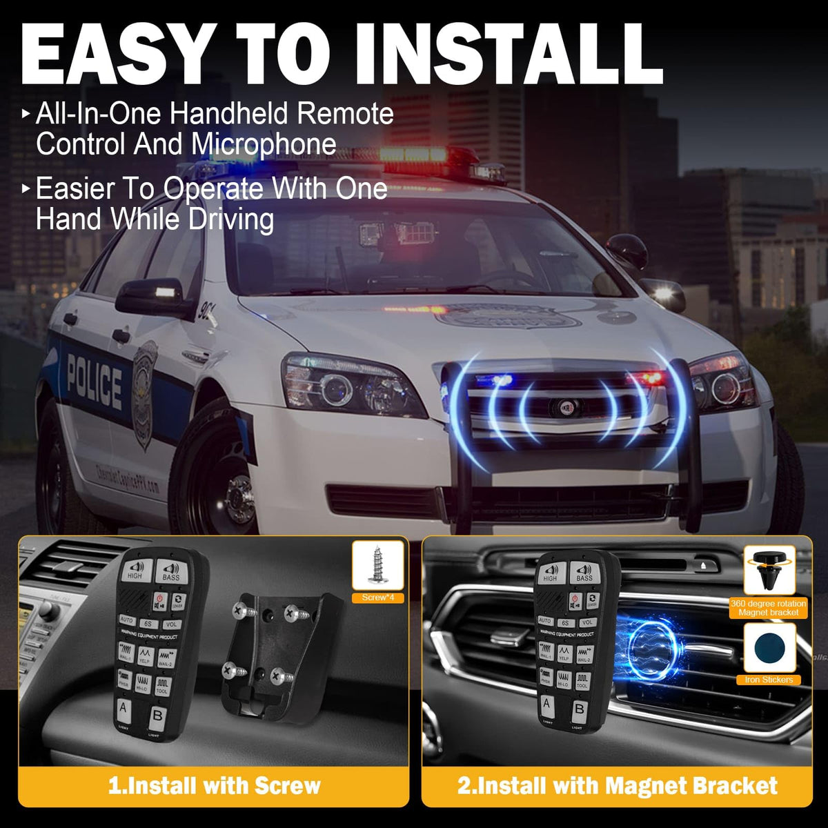 200W Multi-Tone Emergency Car Siren Speaker PA System Kit N1280
