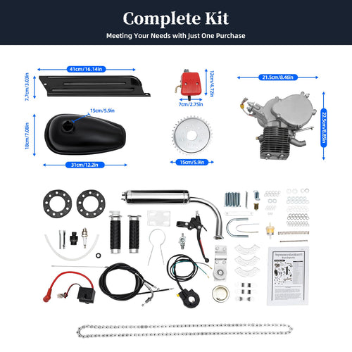 2-Stroke 100CC Bicycle Engine Kit for 26-28in V-Frame Bikes U28375