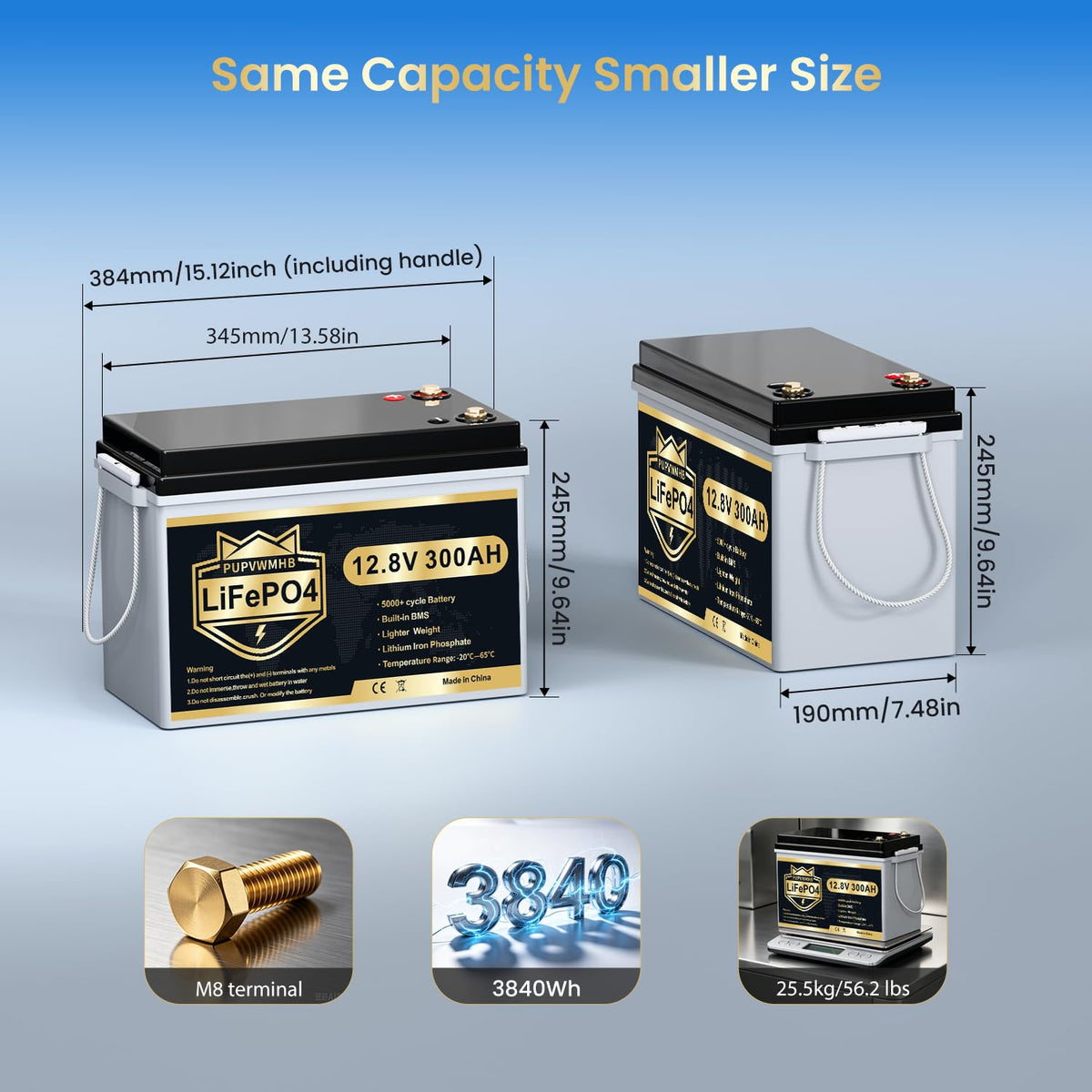 300Ah Lithium LiFePO4 Battery with Bluetooth G19819