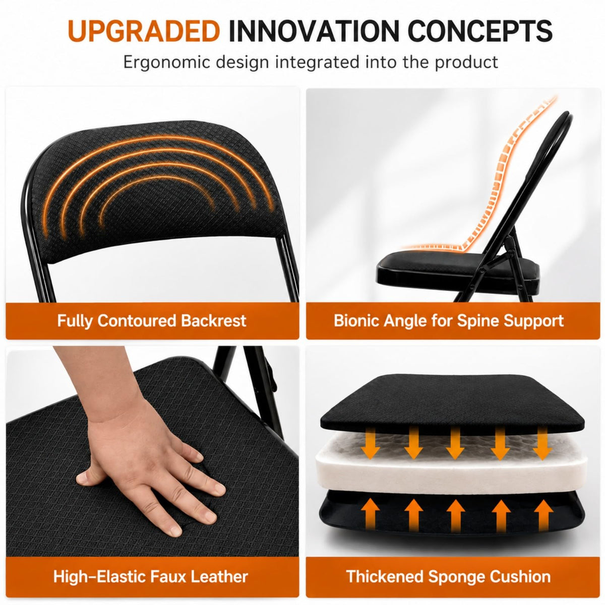 Folding Chairs with Cushion 10 Pack Black X289801