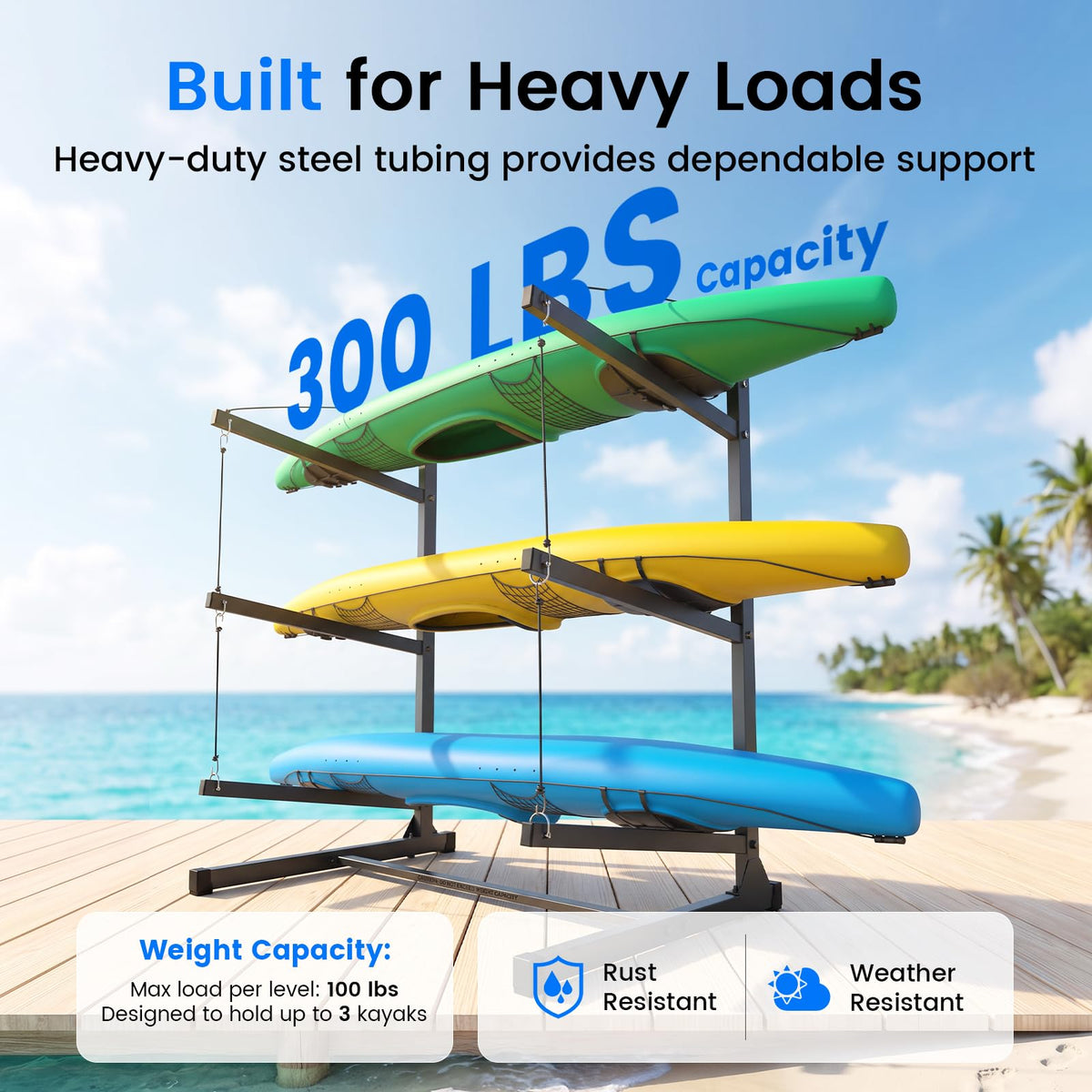 Kayak Storage Rack, Freestanding Steel Stand M53942