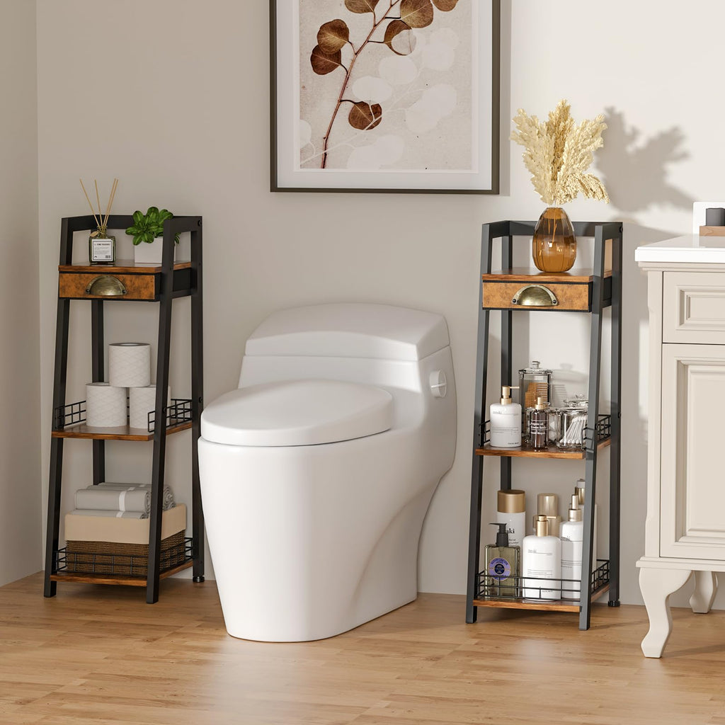 3-Tier Narrow Bathroom Shelves with Drawer E6960