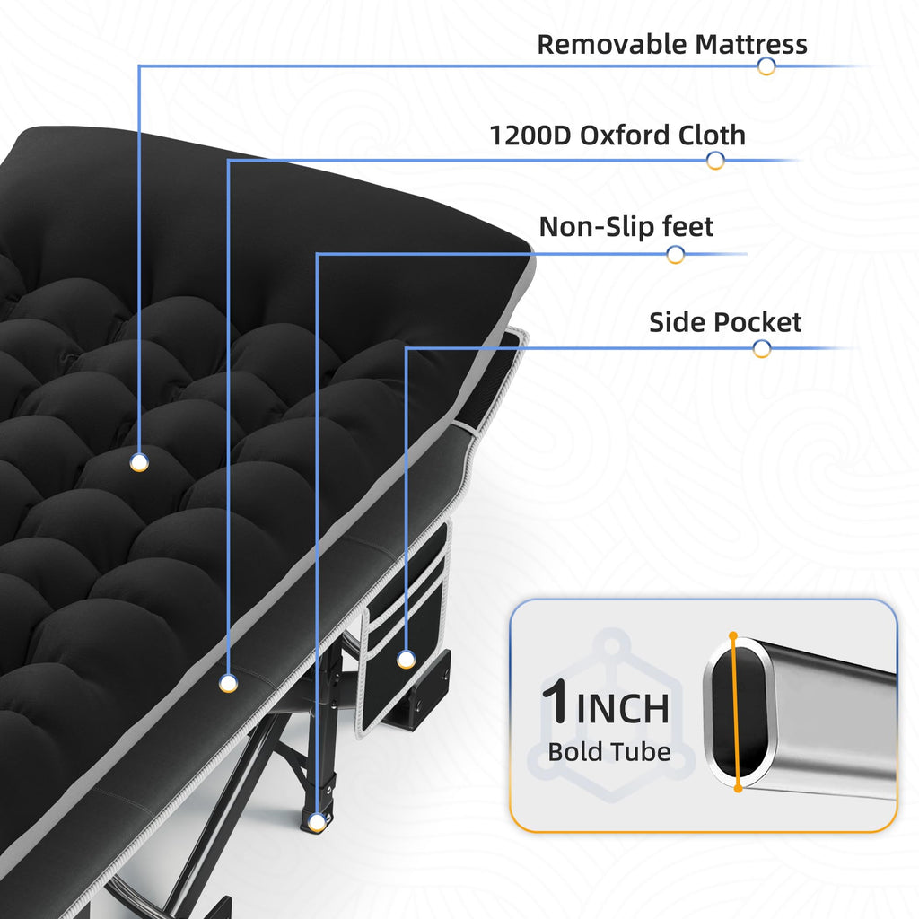 32" Extra Wide Camping Cot with Mattress D757