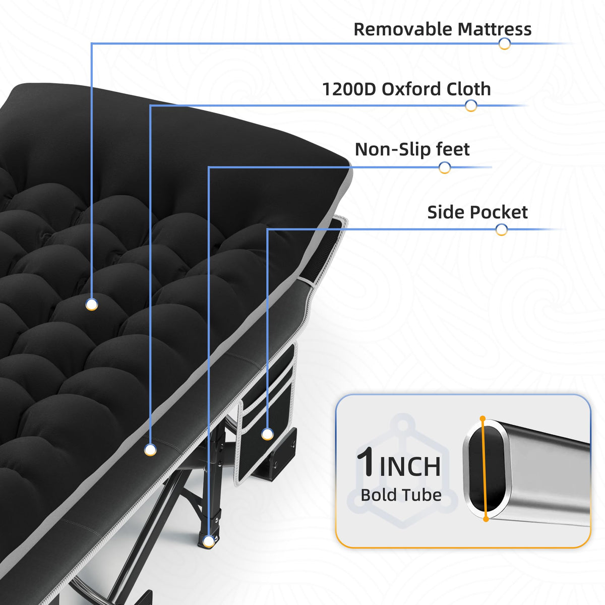 32" Extra Wide Camping Cot with Mattress D757
