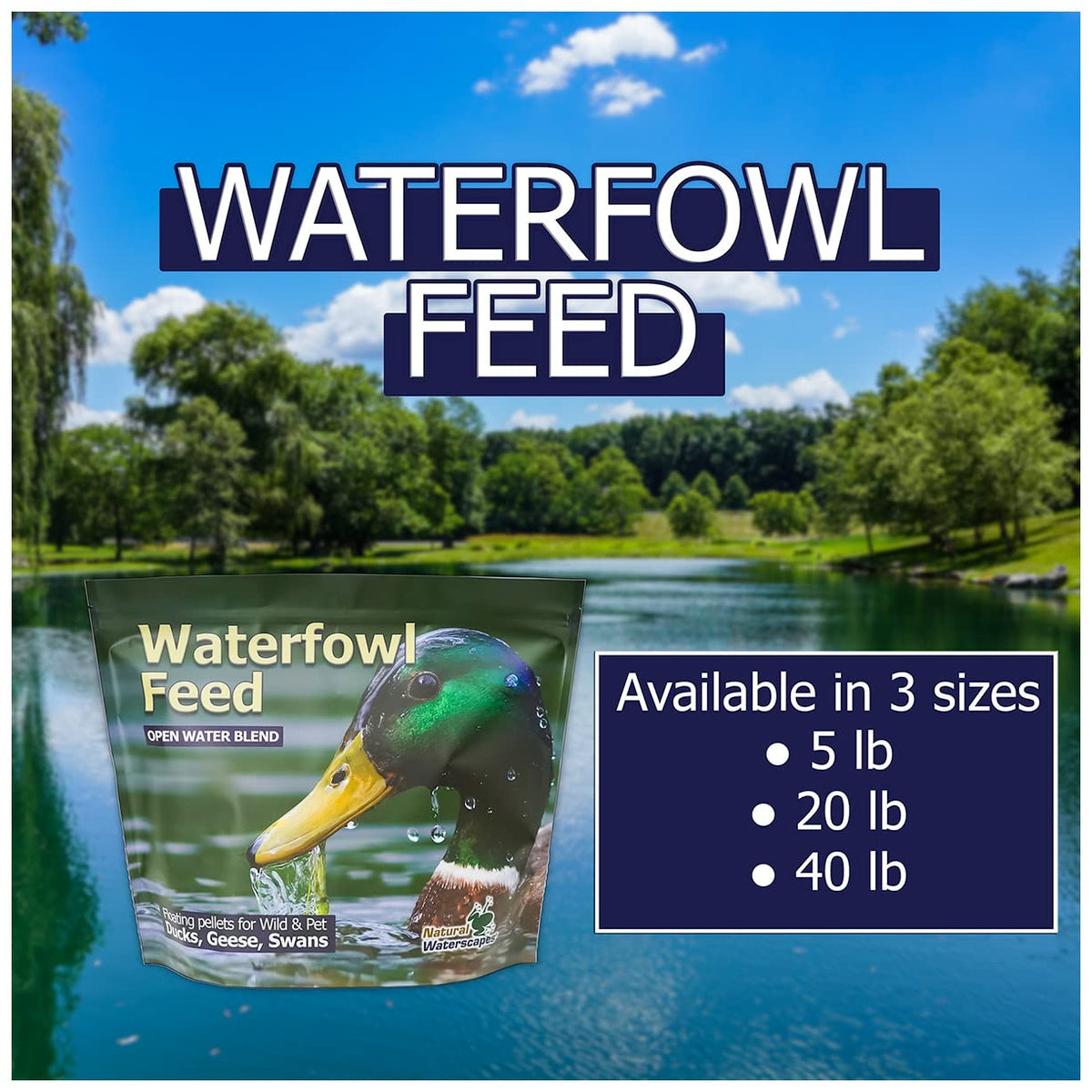 Waterfowl Feed 20 lb Bag Floating Pellets F280054