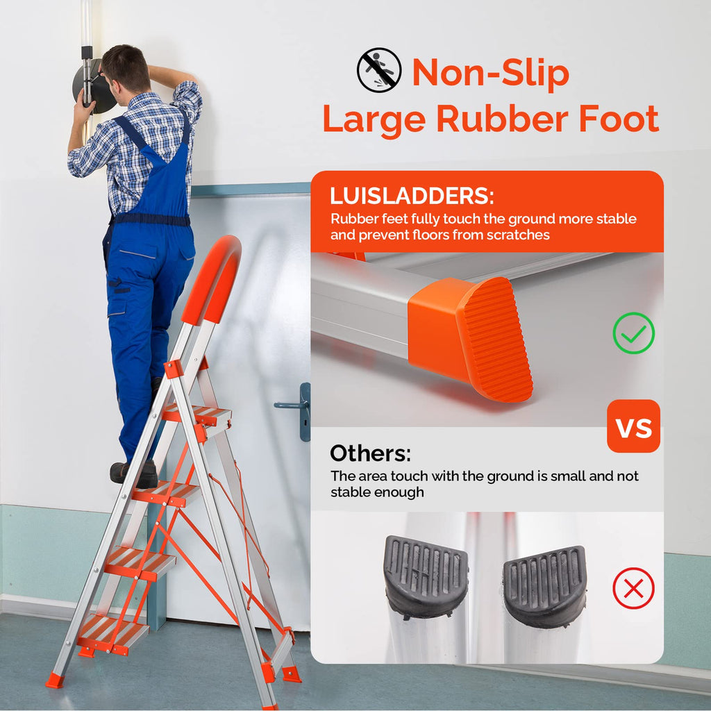 4 Step Aluminum Lightweight Folding Step Stool 350lbs X2959