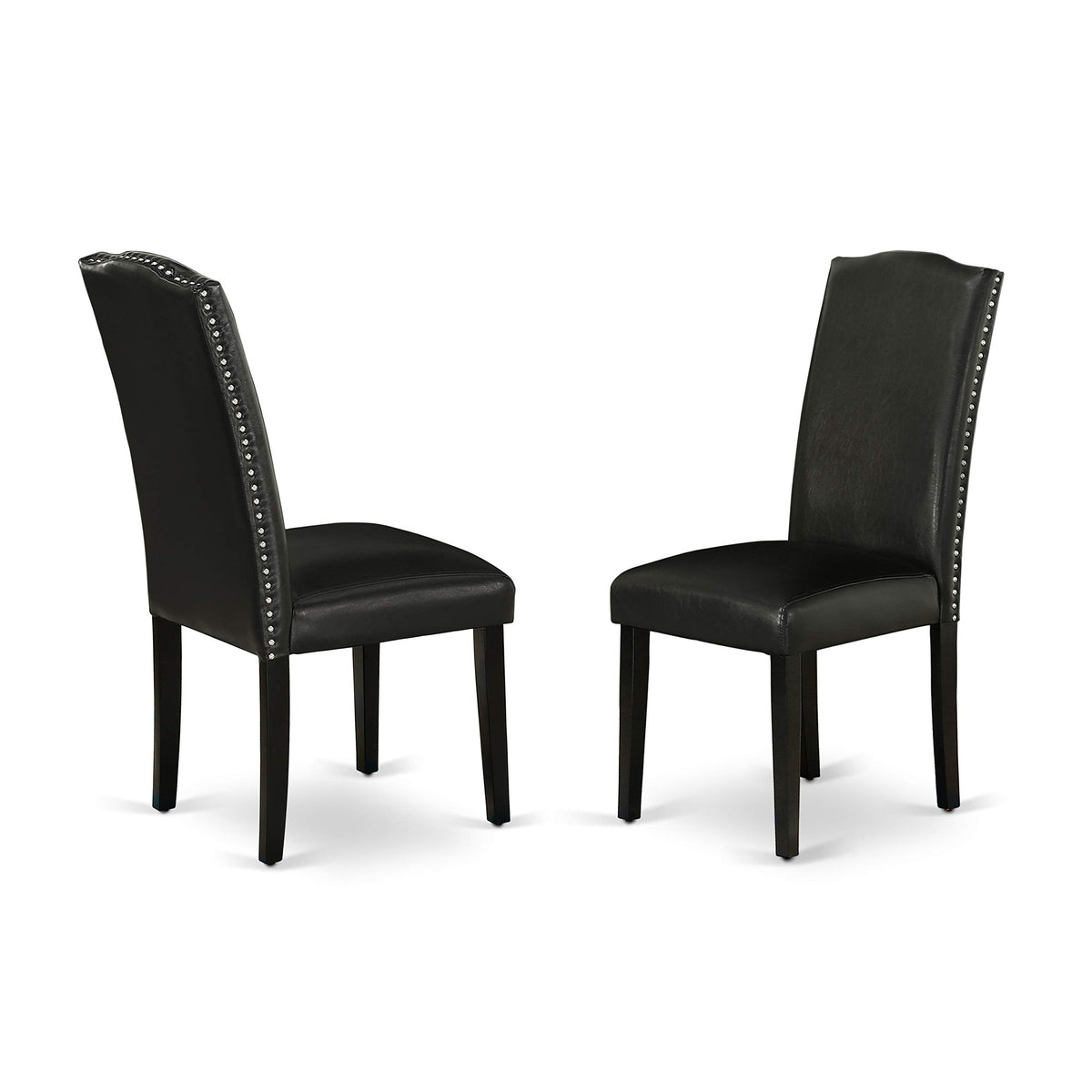 5 Piece Round Dining Table Set with 4 Black Faux Leather Chairs H9259