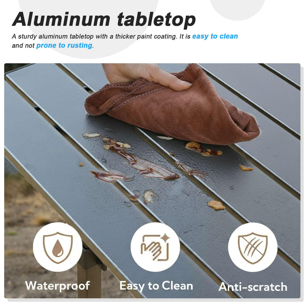 Portable Aluminum Folding Camping Table with Storage Basket P52193