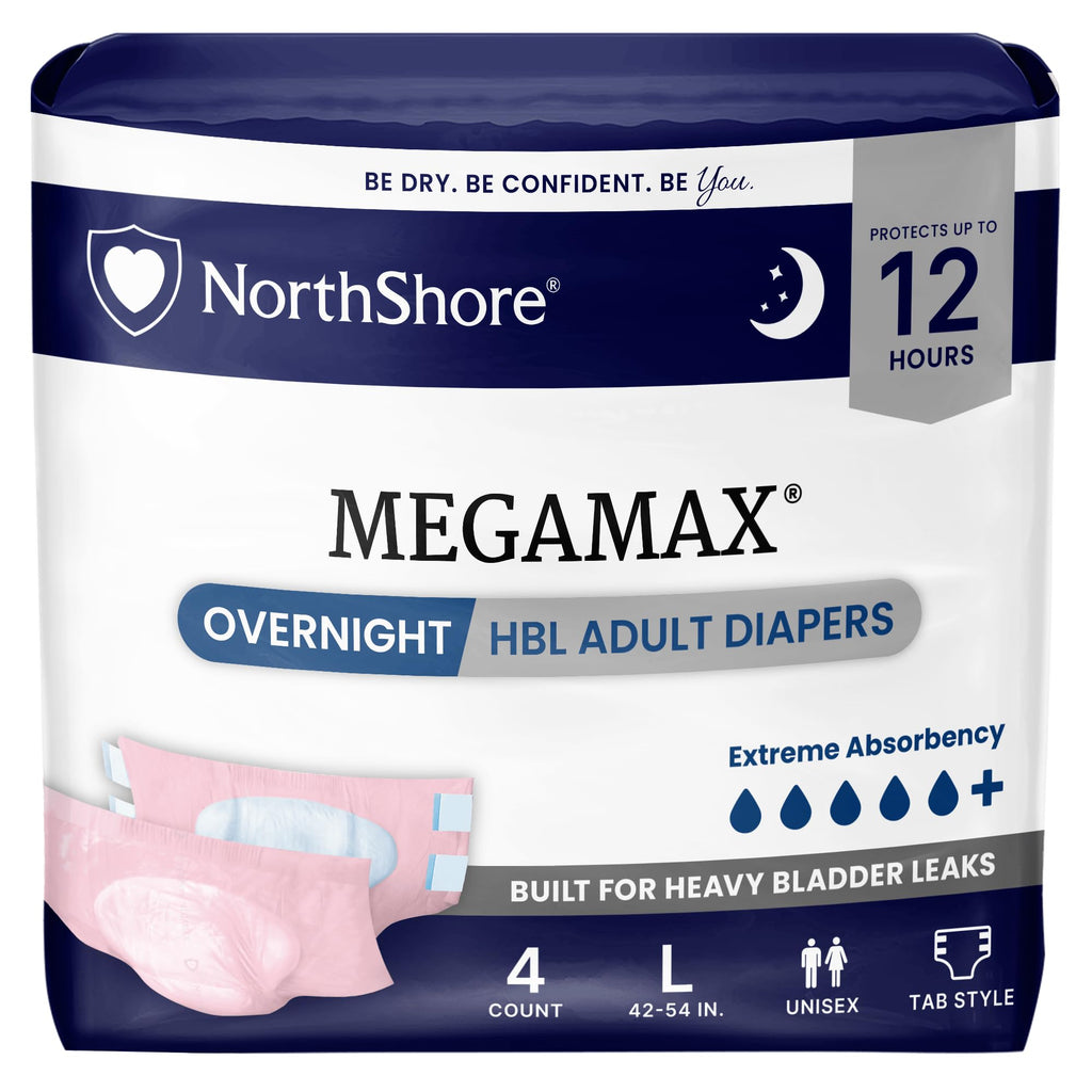 Large Adult Diapers with Tabs, Pink, 4 Count W36238