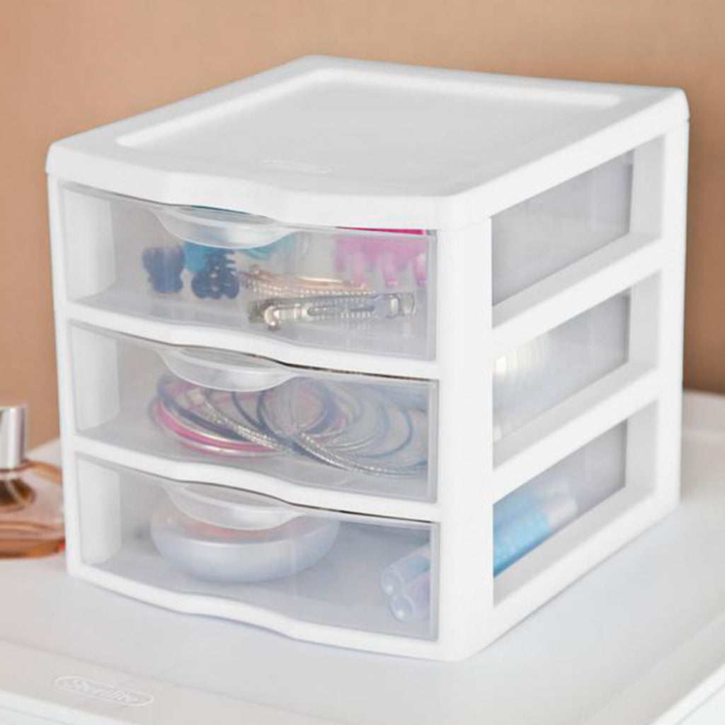 White Plastic 3 Drawer Desktop Storage Unit E60584