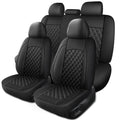 Black Nappa Leather Car Seat Covers Full Set A3981
