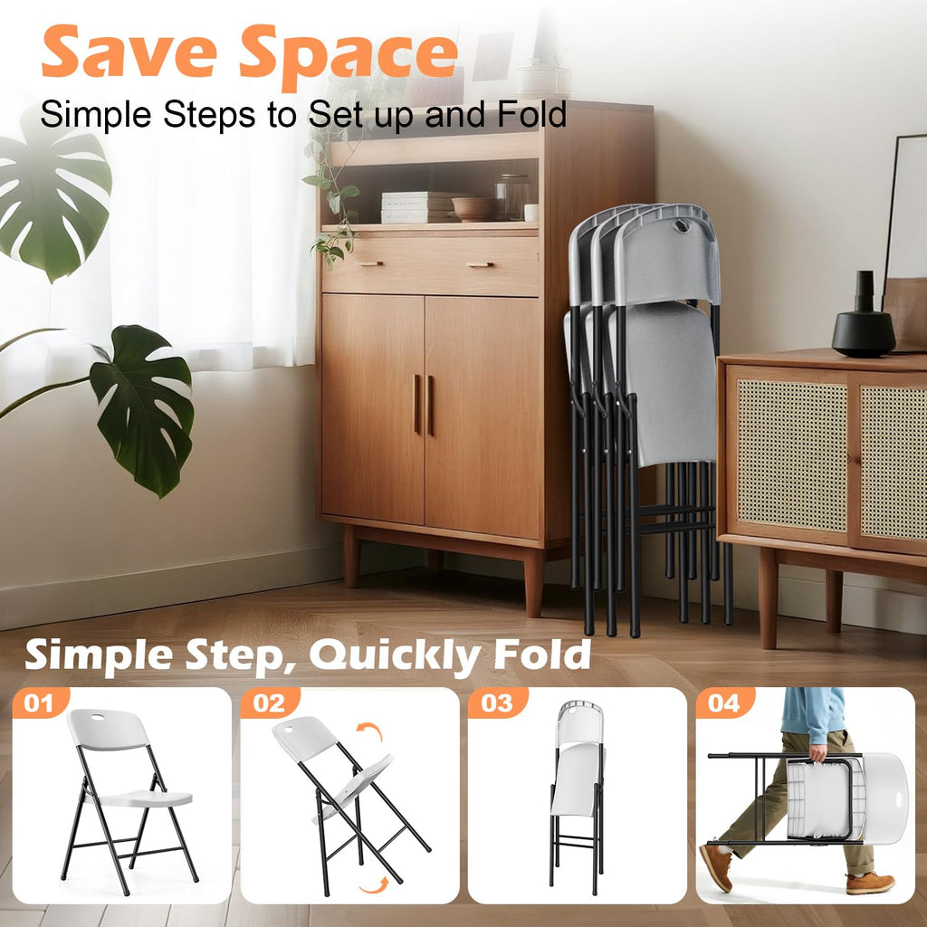 2 Pack White Plastic Folding Chairs P9018