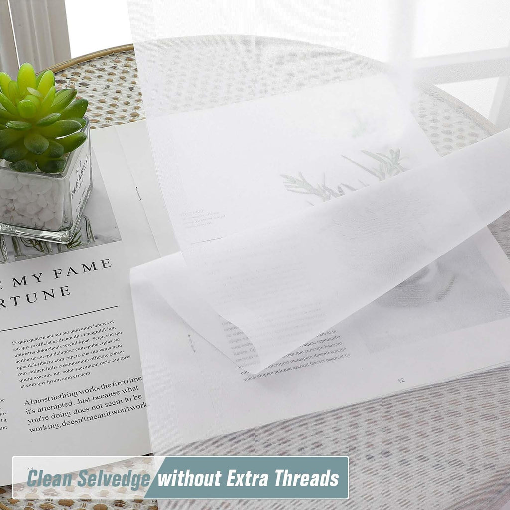 Extra Wide Sheer White Curtains 84 Inches Long 2 Panels G2317