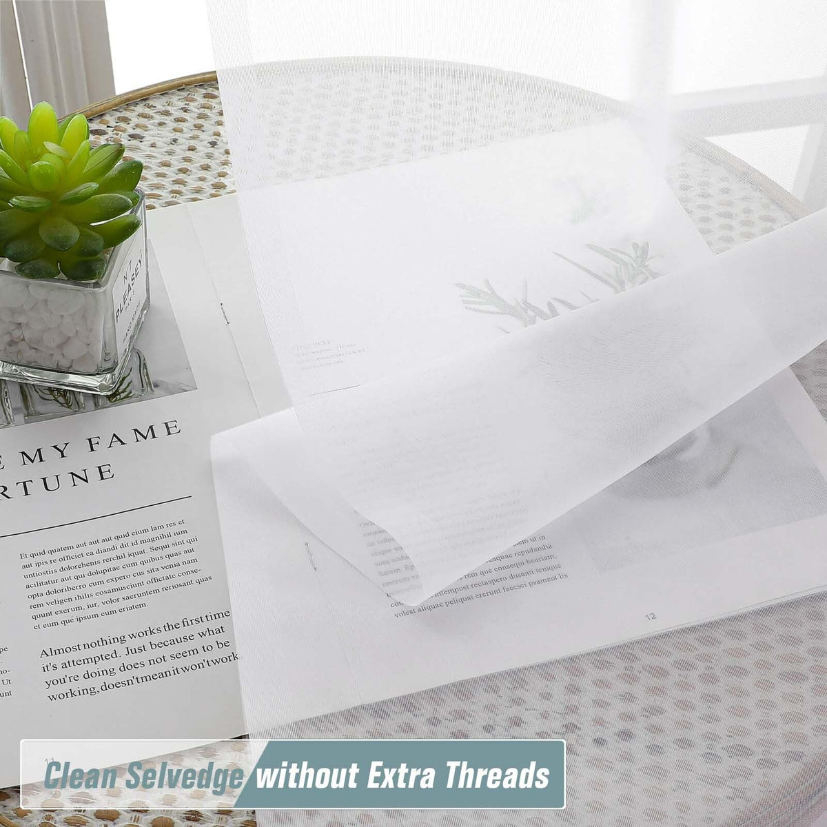 Extra Wide Sheer White Curtains 84 Inches Long 2 Panels G2317