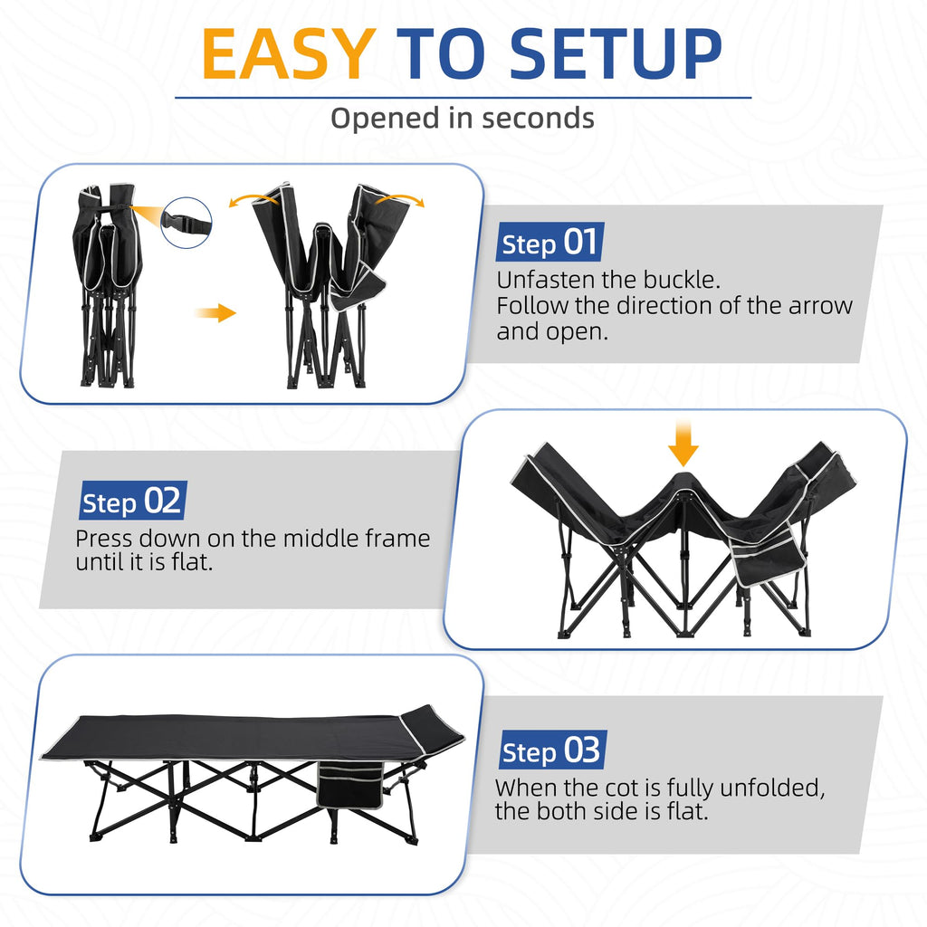 32" Extra Wide Camping Cot with Mattress D757