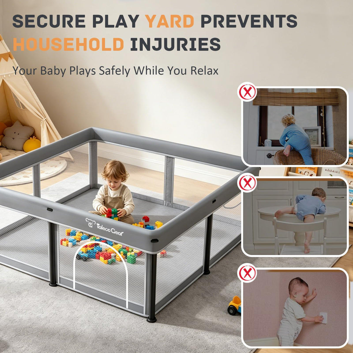 Foldable Baby Playpen with Mat and Ocean Balls B4987