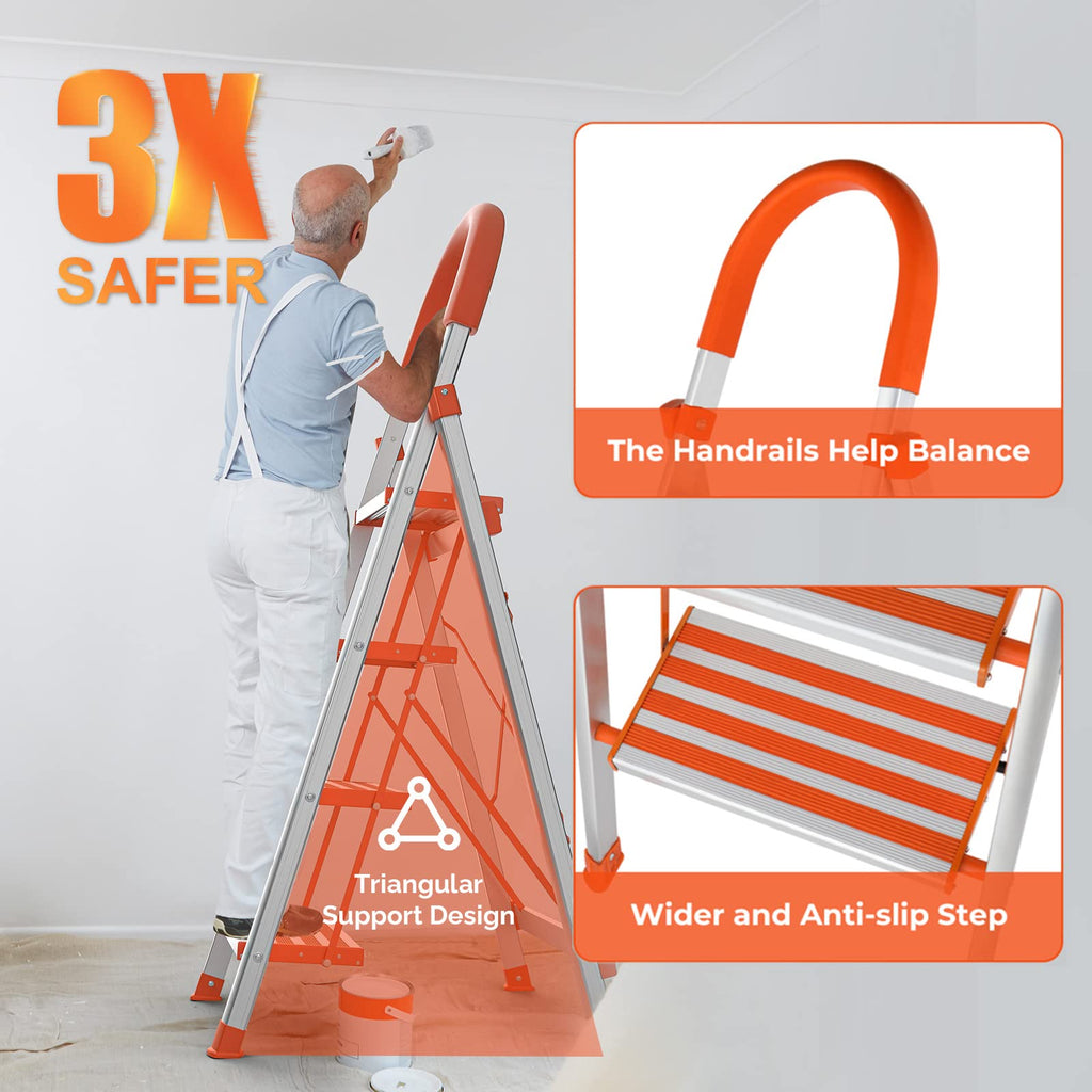 4 Step Aluminum Lightweight Folding Step Stool 350lbs X2959