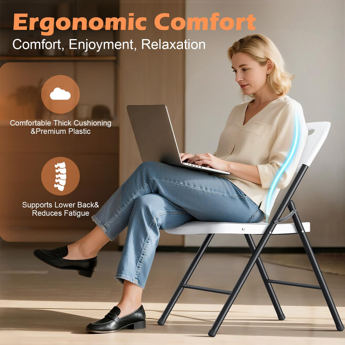 2 Pack White Plastic Folding Chairs P9018