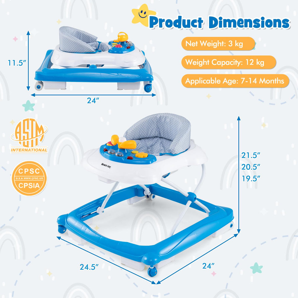 Blue 5 in 1 Foldable Baby Walker with Wheels Z241