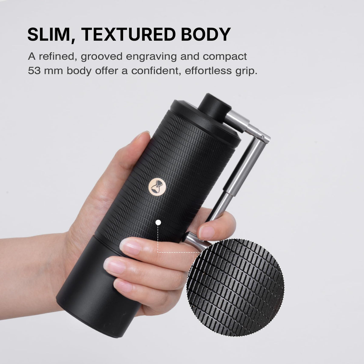 Manual Coffee Grinder with Conical Burr, Portable Hand Coffee Mill - Black J57057